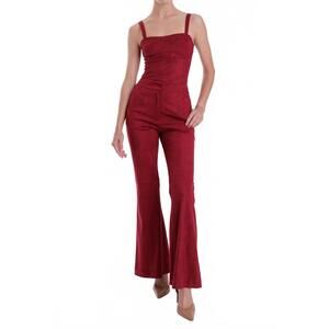 NEW KARINA GRIMALDI vernonica flared suede pants in garnet
